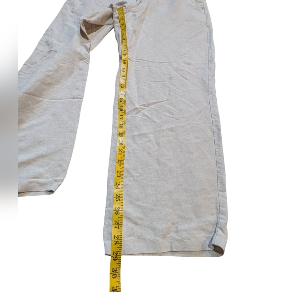 Cubavera Mens Large Linen Beige Straight Leg Drawstring Pant Coastal Preppy - Picture 6 of 7